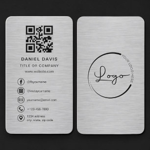 Metallisches Firmenlogo mit QR-Code Visitenkarte