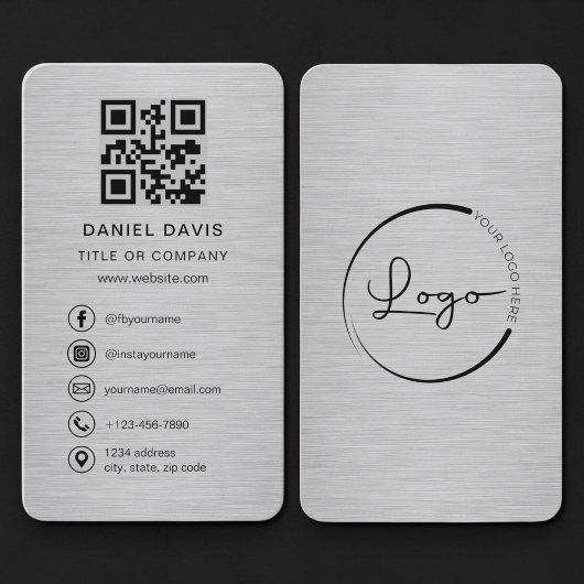 Metallisches Firmenlogo mit QR-Code Visitenkarte