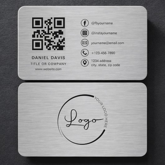 Metallisches Firmenlogo QR-Code Visitenkarte