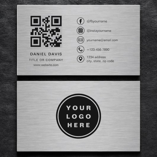 Metallisches Firmenlogo-QR-Code Visitenkarte