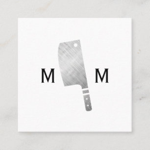 Metallisches Fleischer Messer Monogramm Quadratische Visitenkarte