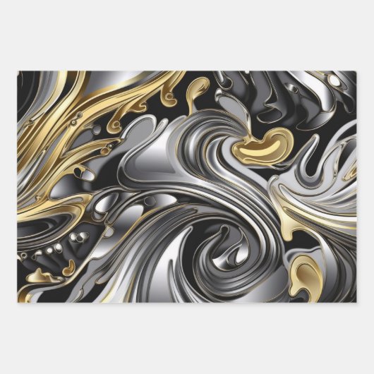 Metallisches Flüssigmuster Geschenkpapier Set (Vorderseite 3)