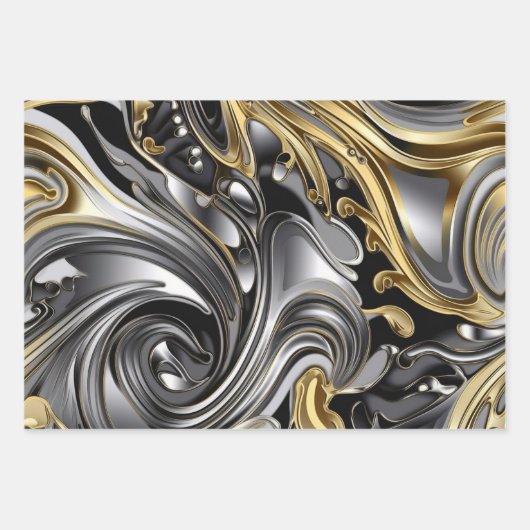 Metallisches Flüssigmuster Geschenkpapier Set (Vorderseite 2)