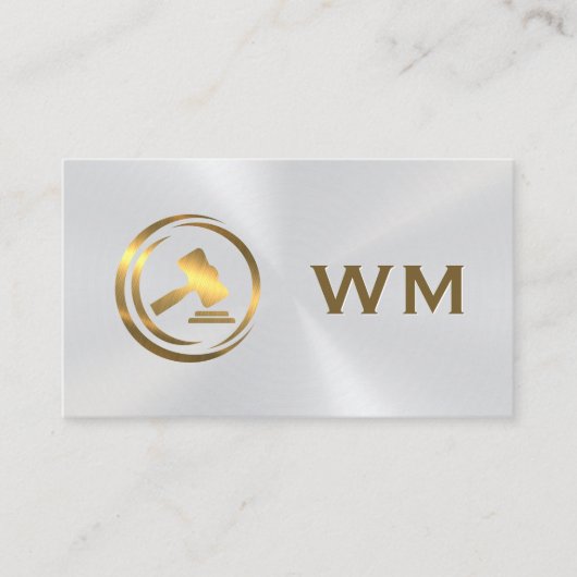 Metallisches Gavel-Logo | Recht | Anwalt Visitenkarte (Vorderseite)