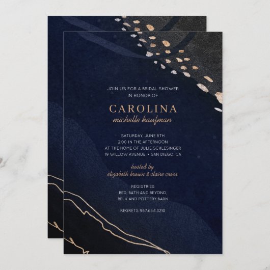 Metallisches Geode-Brautparty Einladung (Vorne/Hinten)