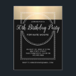 Metallisches Gold auf schwarzem 50. Geburtstag Einladungspostkarte<br><div class="desc">Ein Banner im weißen Marquee-Stil im Zentrum gegen die Einladung zum 50. Geburtstag mit einem metallischen Gold auf schwarz und trendigem Weiß Schrifttyp mit einer kontrastierenden san Serif Schrift. Eine formale glamouröse Stileinladung. Das Marquee Banner fügt eine Touch Drama für Ihren Geburtstagsbash hinzu. Persönliche Einladung für jedes Alter, großartig für...</div>
