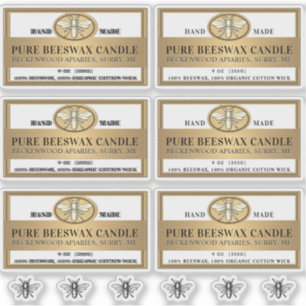 Metallisches Gold-Bienenwachs-Kerzensiegel mit Bie Aufkleber