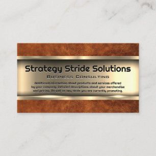 Metallisches Gold   Brown Leather Visitenkarte