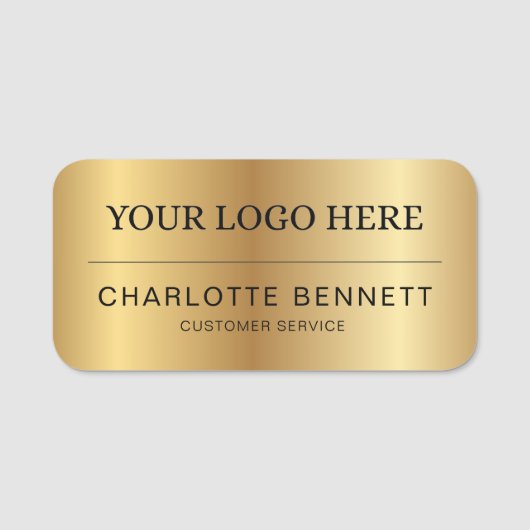 Metallisches Gold Custom-Logo Büro-Mitarbeiter Namensschild (Vorderseite)
