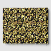 Metallisches Gold Damask Muster Gästebuch (Rückseite)