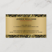 Metallisches Gold Edelstahl & BlumenDamasken Visitenkarte (Rückseite)