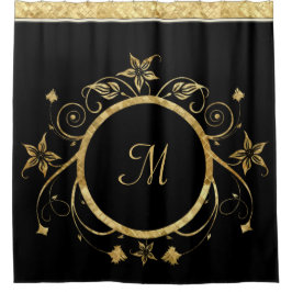 Metallisches Gold facettiert Blumenkreis JEDE Duschvorhang