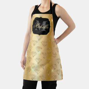 Metallisches Gold & Glitter Glam Diamanten Muster Schürze