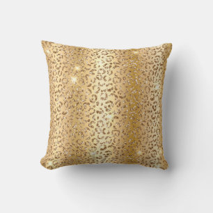 Metallisches Gold & Glitter Glam Leoparden Flecken Kissen