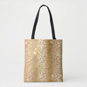 Metallisches Gold & Glitter Glam Leopardenflecken  Tasche