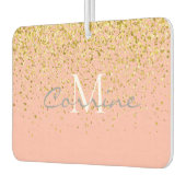 Metallisches Gold Glitzer Regen +Rose Quarzmonogra Autolufterfrischer (Links)