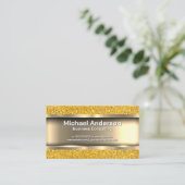 Metallisches Gold | Gold-Glitzer Visitenkarte (Stehend Vorderseite)