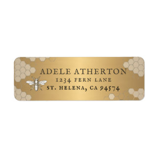 Metallisches Gold Heraldische Bienen-Adressetikett