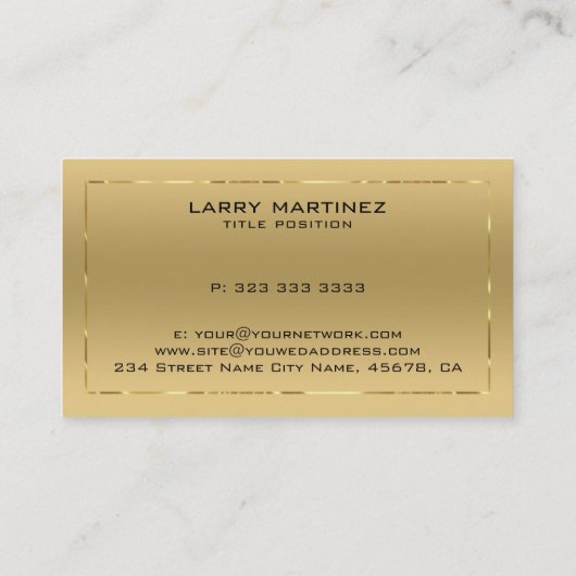 Metallisches Gold Hintergrund Shiny Border Visitenkarte (Rückseite)