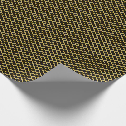 Metallisches Gold im Schwarz-Dot-Stil Geschenkpapier (Ecke)