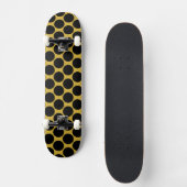 Metallisches Gold im Schwarz-Dot-Stil Skateboard (Vorderseite)