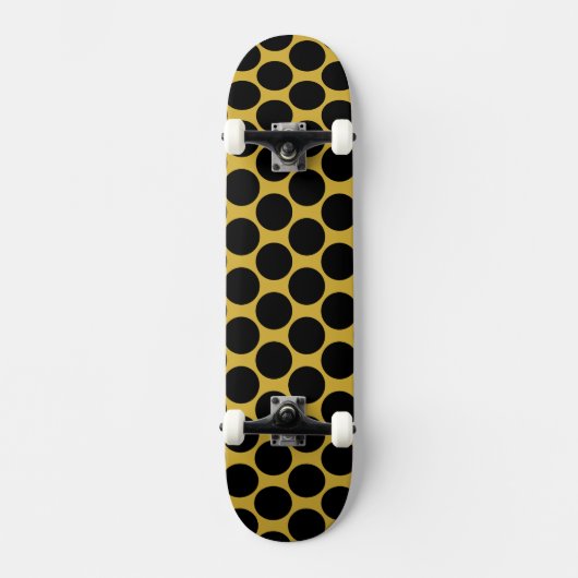 Metallisches Gold im Schwarz-Dot-Stil Skateboard (Vorderseite)