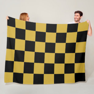 Metallisches Gold im Schwarz-Quadrat-Stil Fleecedecke