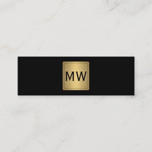 Metallisches Gold-Label Monogram Black Mini Visitenkarte (Vorderseite)
