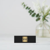 Metallisches Gold-Label Monogram Black Mini Visitenkarte (Stehend Vorderseite)
