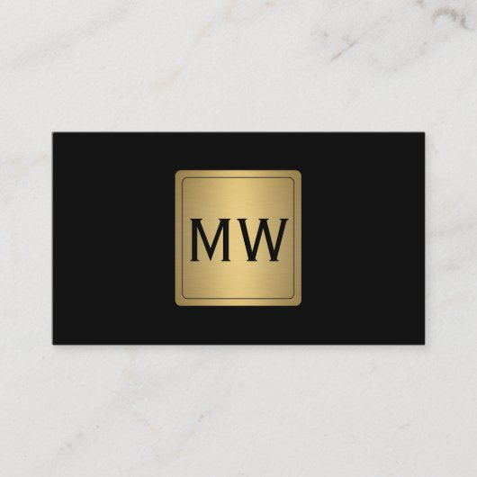 Metallisches Gold-Label Monogram Black Visitenkarte (Vorderseite)