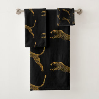 Metallisches Gold-Leaping-Cheetah Badhandtuch Set