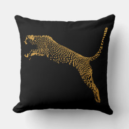 Metallisches Gold-Leaping-Cheetah Kissen