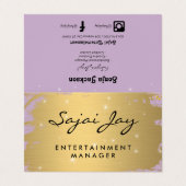 Metallisches Gold Lila mit Sparkle Visitenkarten (Außenseite Aufgefaltet)