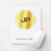 Metallisches Gold-Look Moderne Monogramm-Vorlage Mousepad (Mit Mouse)