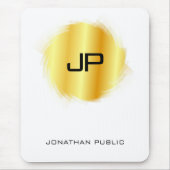 Metallisches Gold-Look Moderne Monogramm-Vorlage Mousepad (Vorne)