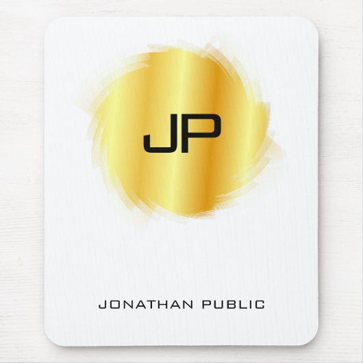 Metallisches Gold-Look Moderne Monogramm-Vorlage Mousepad (Vorne)