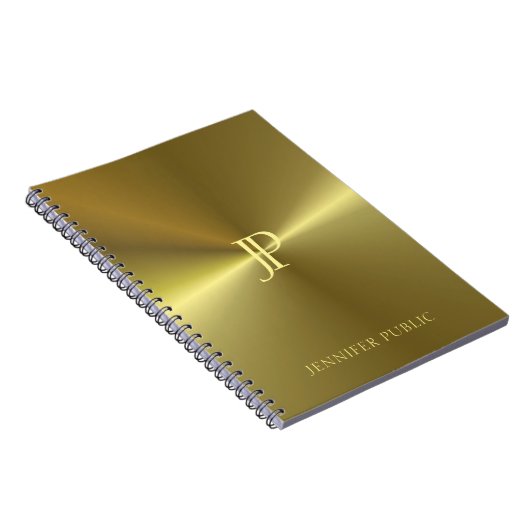 Metallisches Gold-Look Moderne Monogramm-Vorlage Notizblock (Rechte Seite)