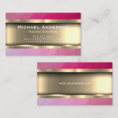 Metallisches Gold | Magenta Geometric Visitenkarte (Vorne/Hinten)