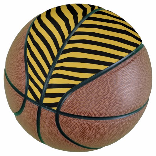 Metallisches Gold mit auffälligem schwarzen Streif Basketball (angewinkelt)