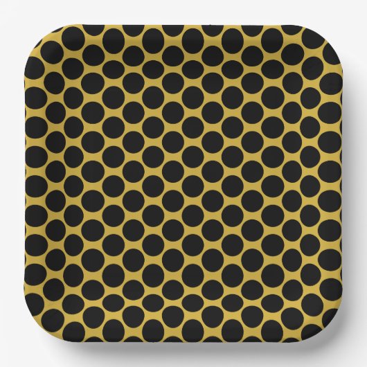 Metallisches Gold mit Black Dot Style 9" Square Pappteller (Vorderseite)