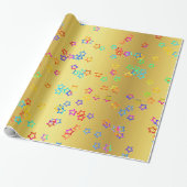 Metallisches Gold mit Neonstars nach Maß Geschenkpapier (Ungerollt)