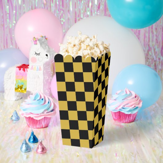 Metallisches Gold mit schwarzem Square-Muster Popc Geschenkschachtel (Party)