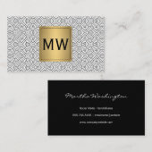 Metallisches Gold | Monogramm | Abstrakte Wavy Cir Visitenkarte (Vorne/Hinten)