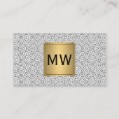 Metallisches Gold | Monogramm | Abstrakte Wavy Cir Visitenkarte (Vorderseite)