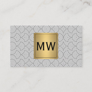 Metallisches Gold   Monogramm   Abstrakte Wavy Cir Visitenkarte