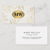 Metallisches Gold | Monogramm | Elegantes Muster Visitenkarte (Vorne/Hinten)
