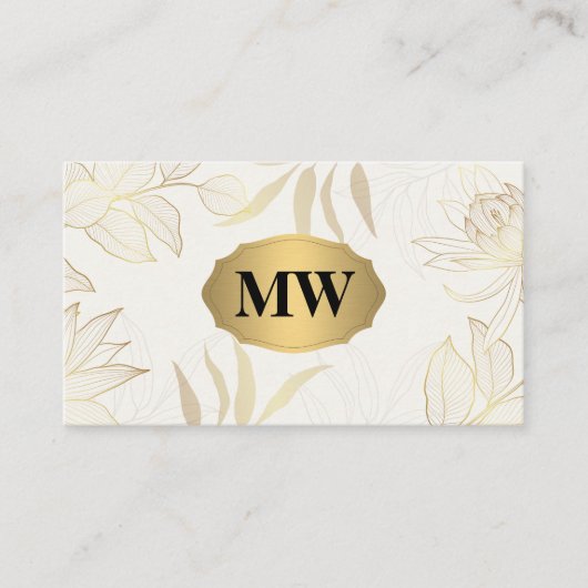 Metallisches Gold | Monogramm | Elegantes Muster Visitenkarte (Vorderseite)