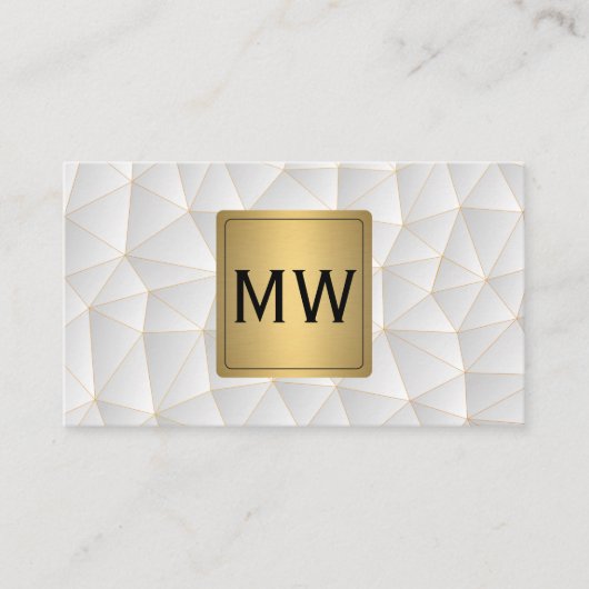 Metallisches Gold | Monogramm | Geometrische Dreie Visitenkarte (Vorderseite)