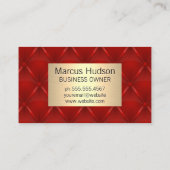 Metallisches Gold | Monogramm | Red Upholstered Visitenkarte (Rückseite)