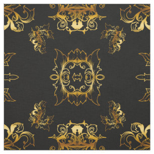 Metallisches Gold-Muster auf schwarz Stoff